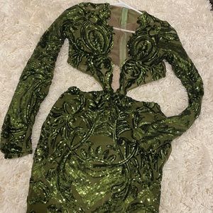 COPY - Green sequin cut out birthday dress.